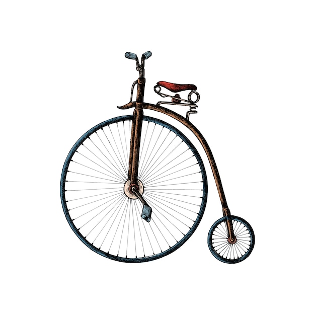 Bicicletta del farthing del penny disegnato a mano