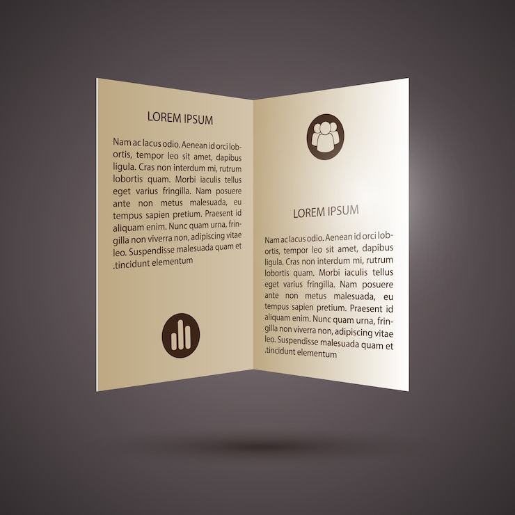 Vettore gratuito bifold brochure testo e icone