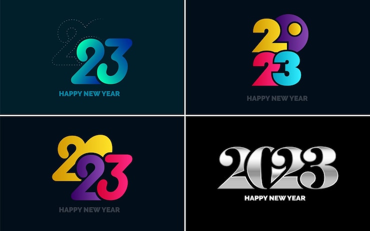 Vettore gratuito big set 2023 happy new year logo nero testo design 20 23 numero modello di progettazione raccolta di simboli del 2023 felice anno nuovo anno nuovo illustrazione vettoriale