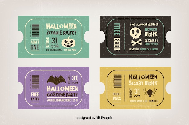 Biglietti vintage per halloween per la maratona cinematografica