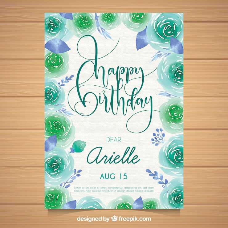 Vettore gratuito biglietto d'auguri acquerello con bellissimi fiori