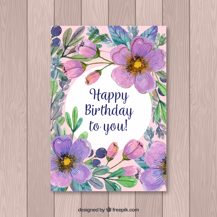 Vettore gratuito biglietto d'auguri acquerello con fiori