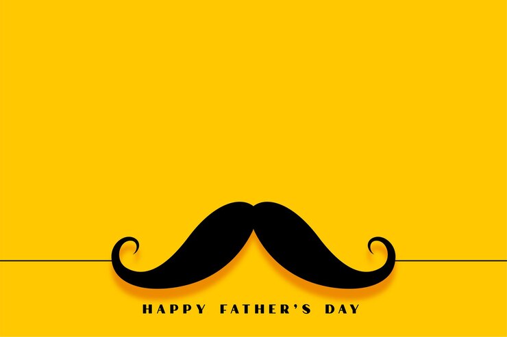 Vettore gratuito biglietto di auguri giallo minimalista con baffi per la festa del papà
