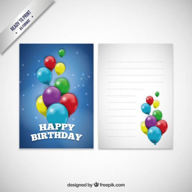 Vettore gratuito biglietto di compleanno con palloncini
