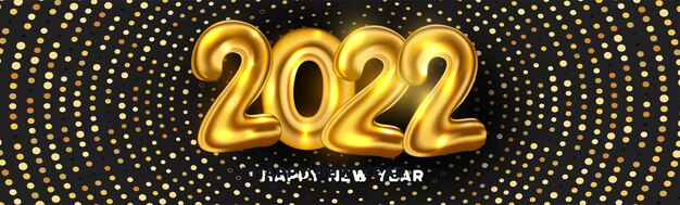 Biglietto di felice anno nuovo 2022 con numeri Shine e Balloon