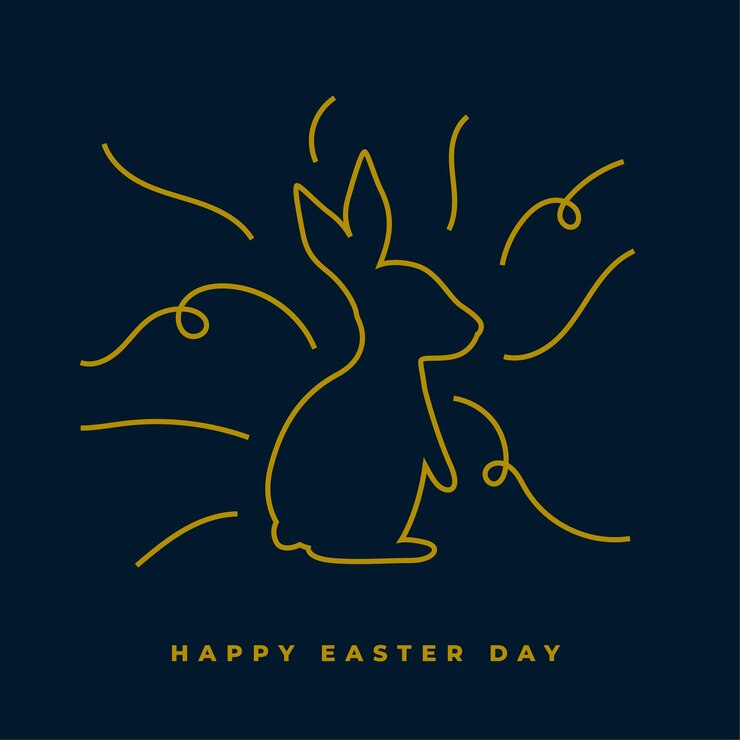 Vettore gratuito biglietto di pasqua in stile linea a forma di coniglio