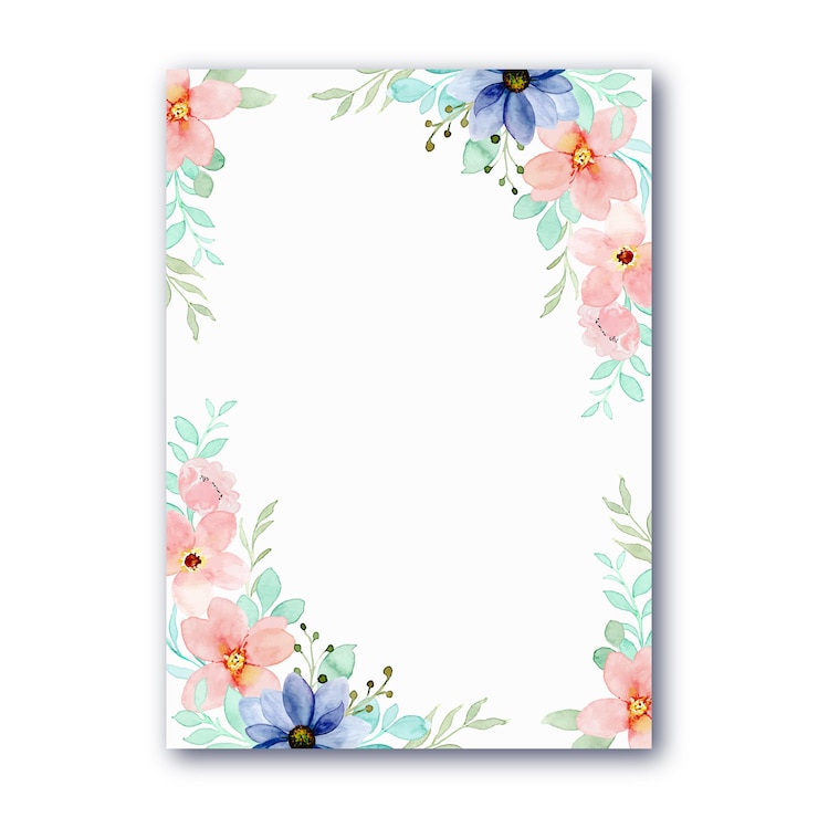Vettore gratuito biglietto multiuso con acquerello di fiori rosa blu