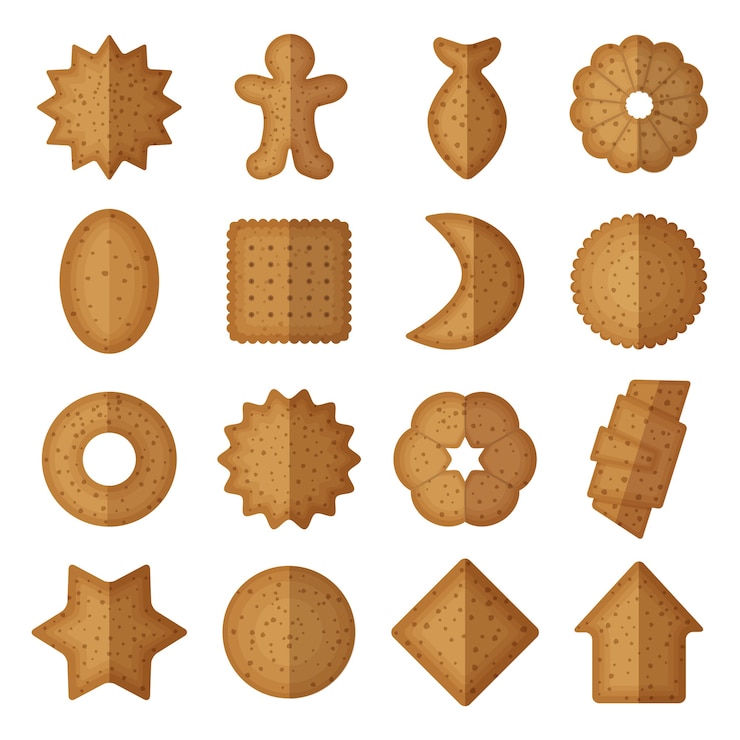 Vettore gratuito biscotti in diverse forme.