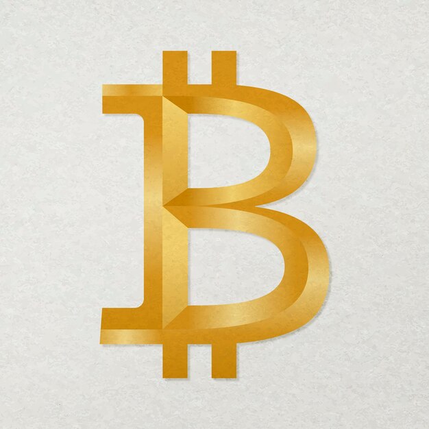 Bitcoin blockchain criptovaluta vettore icona in oro concetto di finanza open-source