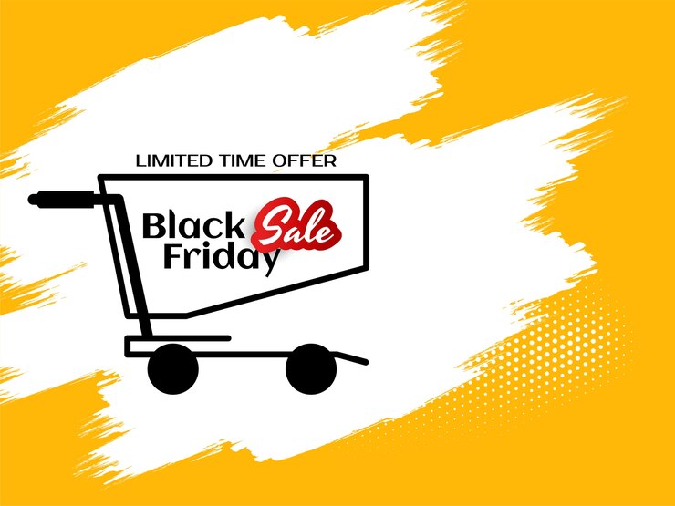 Vettore gratuito black friday mega vendita offerta sfondo giallo vettore