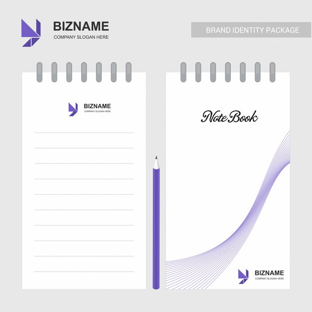 Blocco note design aziendale con logo e design elegante