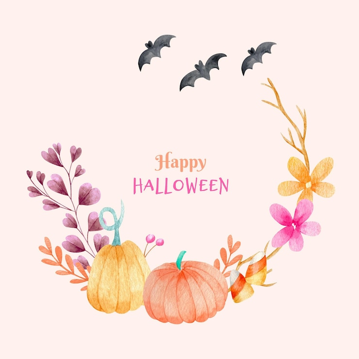 Vettore gratuito blocco per grafici di halloween delle zucche e dei fiori