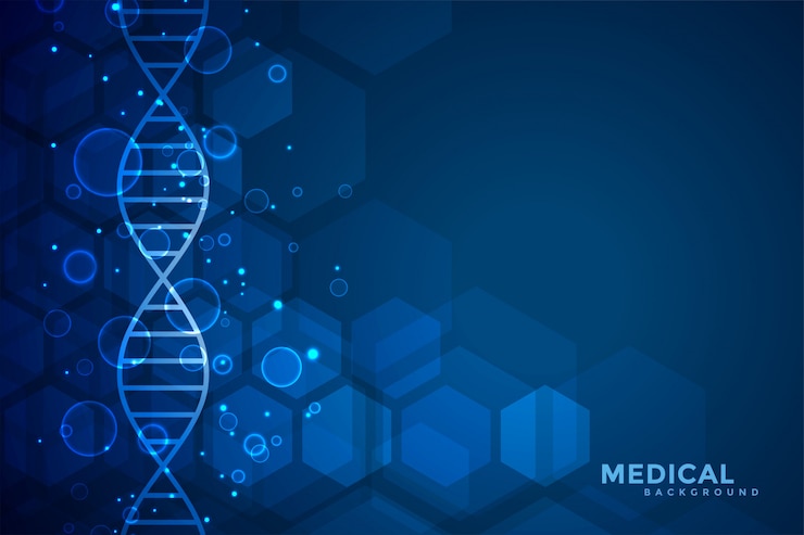 Vettore gratuito blu dna blu background medico e sanitario