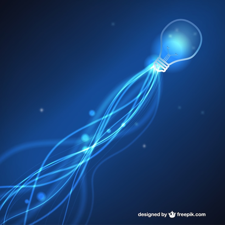 Vettore gratuito blu lampadina sfondo creativo