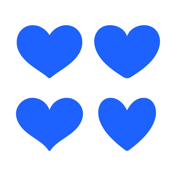 Vettore gratuito blue hearts set di quattro