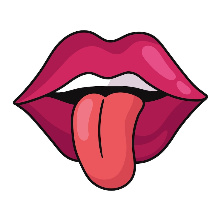 Vettore gratuito bocca pop art con la lingua fuori