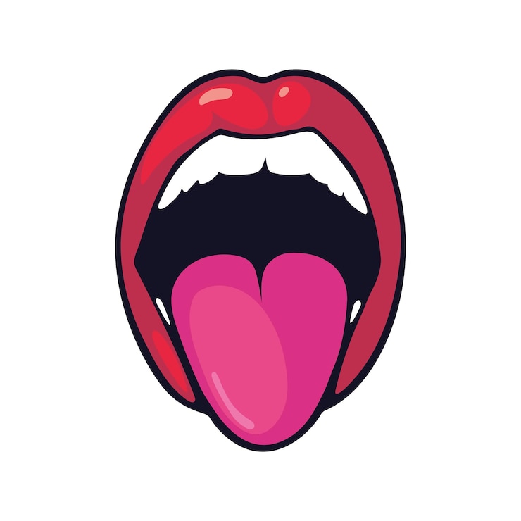 Vettore gratuito bocca pop art lingua fuori icona isolata