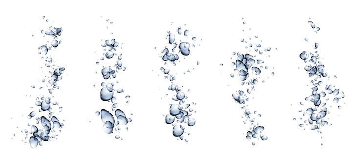 Vettore gratuito bolla subacquea goccia aria splash texture vettoriale isolata realistica frizzante sott'acqua effetto soda 3d acquario ossigeno sfera flusso bordo vapore champagne gassato gocciolina liquida gel nero trasparente