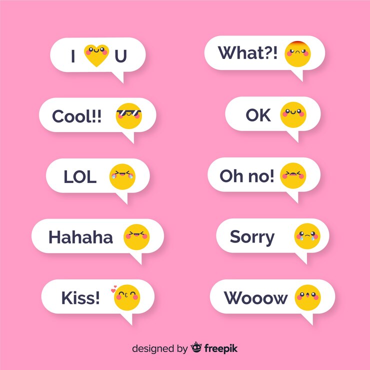 Vettore gratuito bolle di messaggio design piatto con espressioni