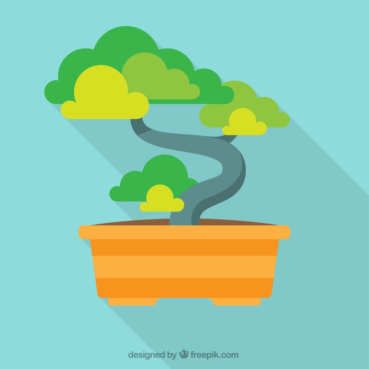 Vettore gratuito bonsai albero illustrazione