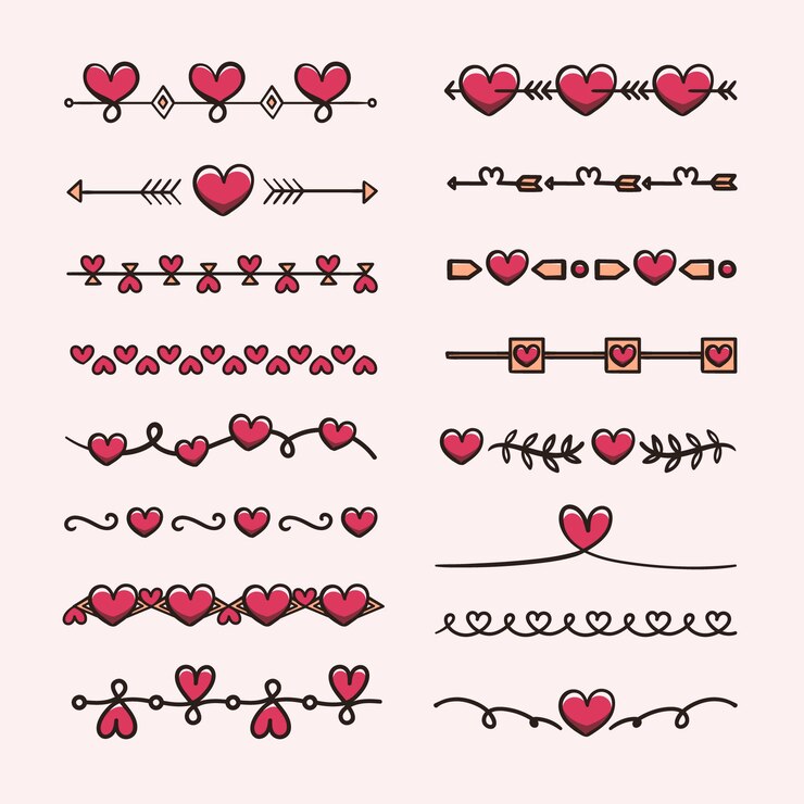 Vettore gratuito bordi di cuori disegnati a mano