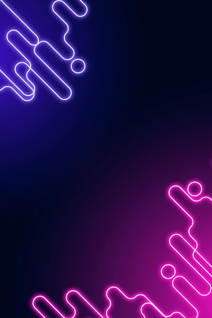 Vettore gratuito bordo astratto al neon su un vettore di sfondo viola scuro