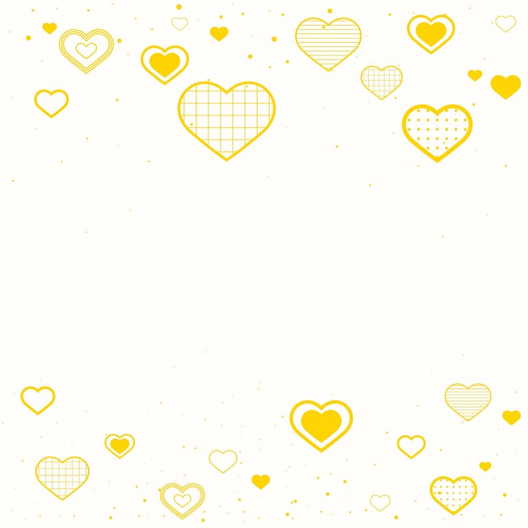 Vettore gratuito bordo giallo adorabile di vettore decorato con i cuori