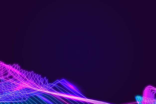 Bordo neon synthwave su uno sfondo viola scuro vettore