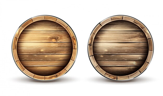Botti di legno per vino, birra o whisky vista dall'alto