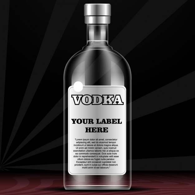 Bottiglia per la vodka con etichetta