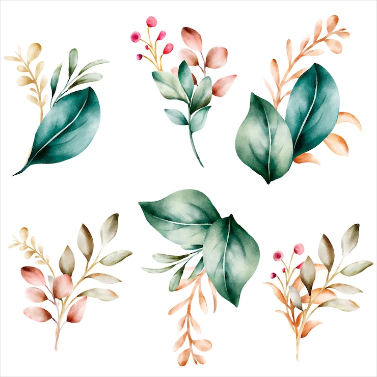 Vettore gratuito bouquet di fiori e foglie disegnati a mano