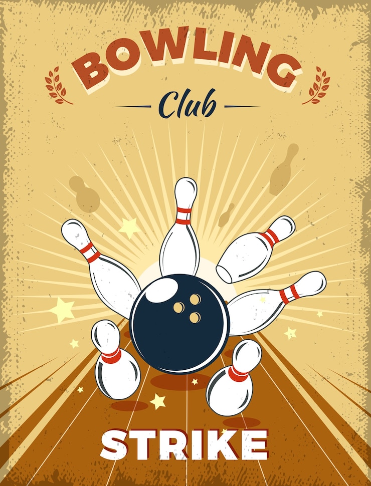 Vettore gratuito bowling club in stile retrò