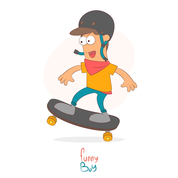 Vettore gratuito boy skateboarding sfondo