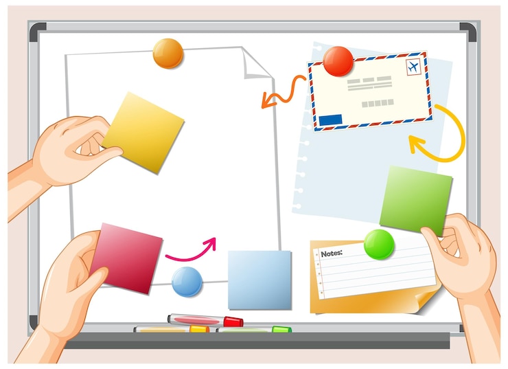 Vettore gratuito brainstorming collaborativo con note adesive