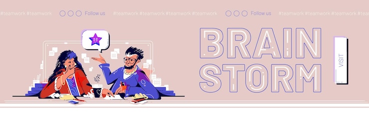 Vettore gratuito brainstorming web banner gli uomini d'affari pensano un'idea