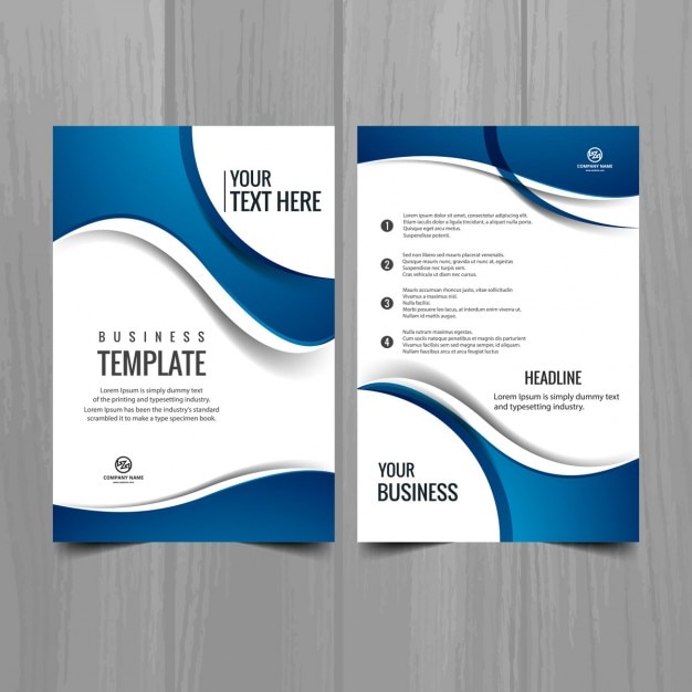 Vettore gratuito brochure alla moda di affari con le onde blu