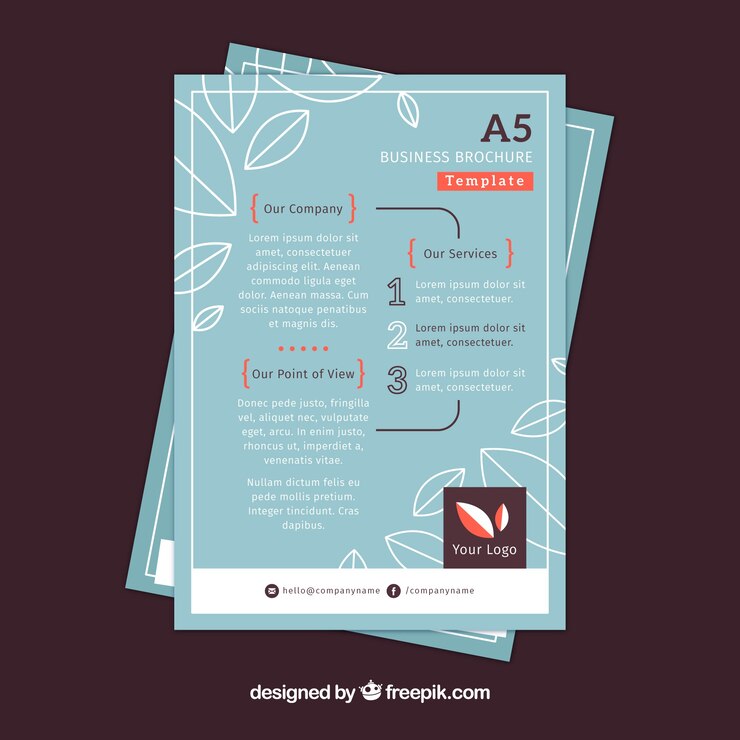 Vettore gratuito brochure aziendale piatta in formato a5