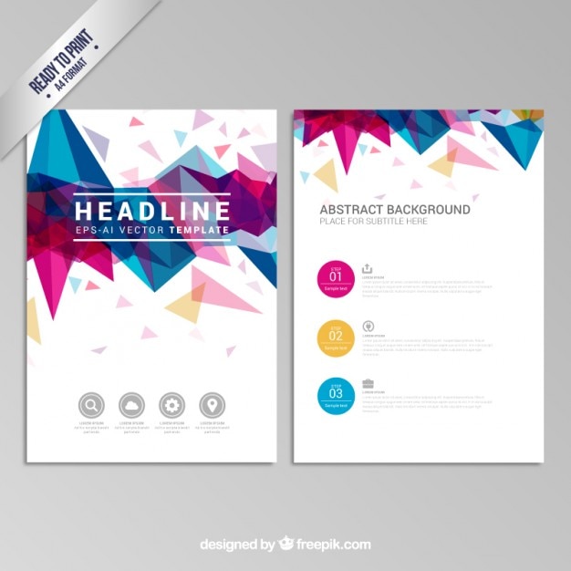 Vettore gratuito brochure con disegno geometrico colorato