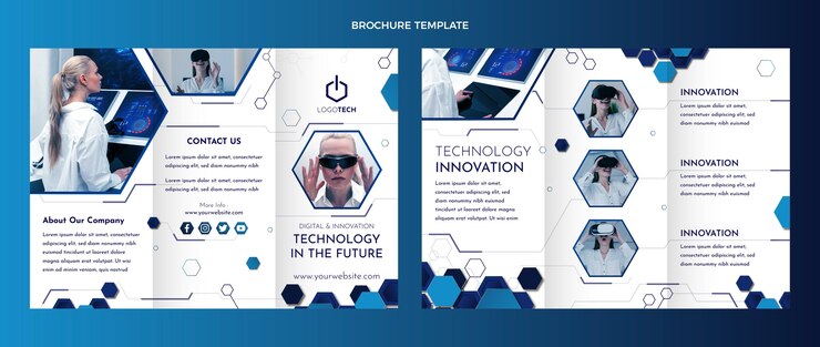 Vettore gratuito brochure con tecnologia minimale dal design piatto