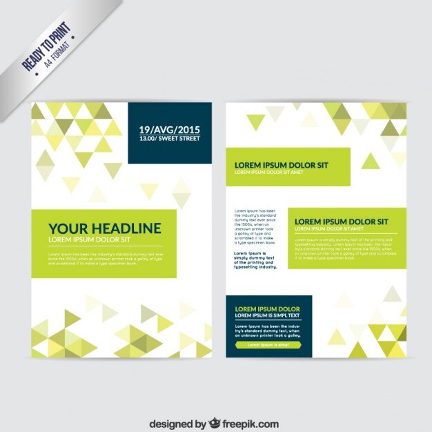 Vettore gratuito brochure con triangoli verdi