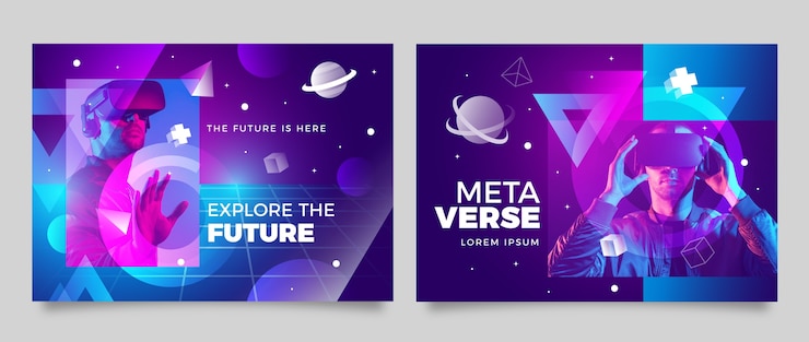 Vettore gratuito brochure del concetto di metaverso sfumato