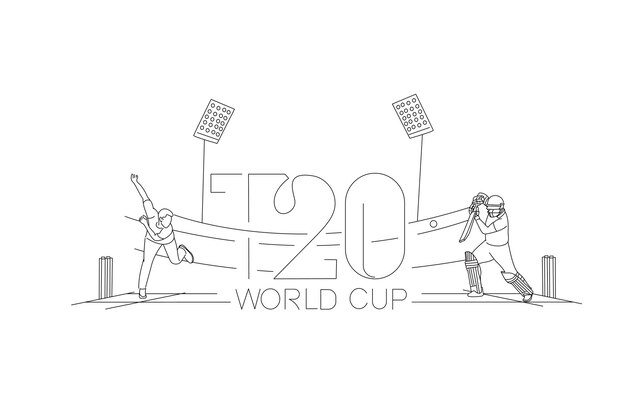 Brochure del modello del manifesto del campionato di cricket della coppa del mondo T20 decorata con design dell'insegna dell'aletta di filatoio