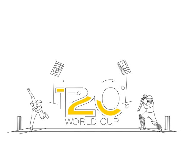 Brochure del modello del manifesto del campionato di cricket della coppa del mondo T20 decorata con design dell'insegna dell'aletta di filatoio