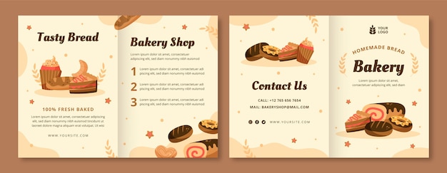 Brochure del negozio di panetteria disegnata a mano
