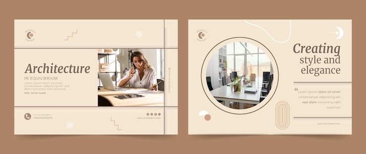 Vettore gratuito brochure del progetto di architettura minimalista