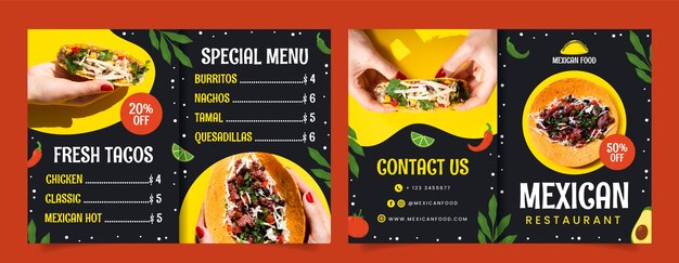 Brochure del ristorante di cibo gustoso disegnato a mano
