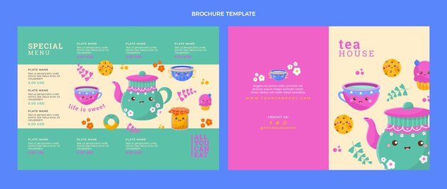Brochure della casa da tè dal design piatto