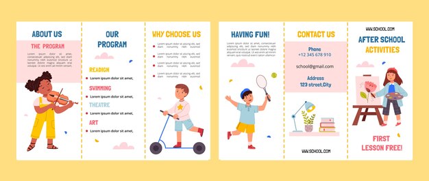 Brochure delle attività dopo la scuola disegnata a mano