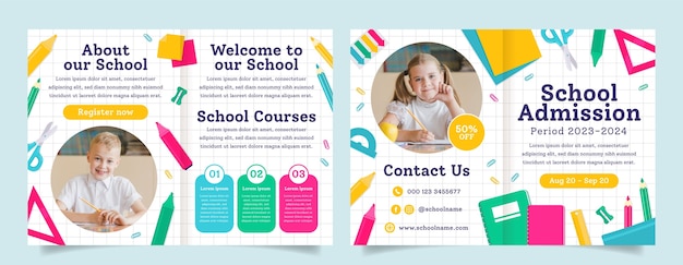 Brochure di ammissione alla scuola di design piatto
