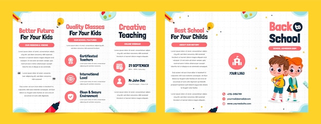 Brochure di ammissione alla scuola disegnata a mano